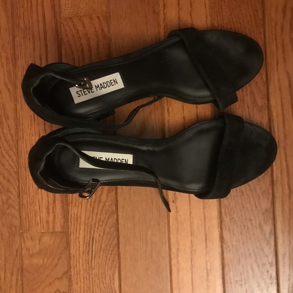 Steve Madden Irenee Ankle Strap Sandal in Black Suede - Picture 4 of 5